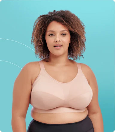 Plus-size model wearing a wire-free support bra